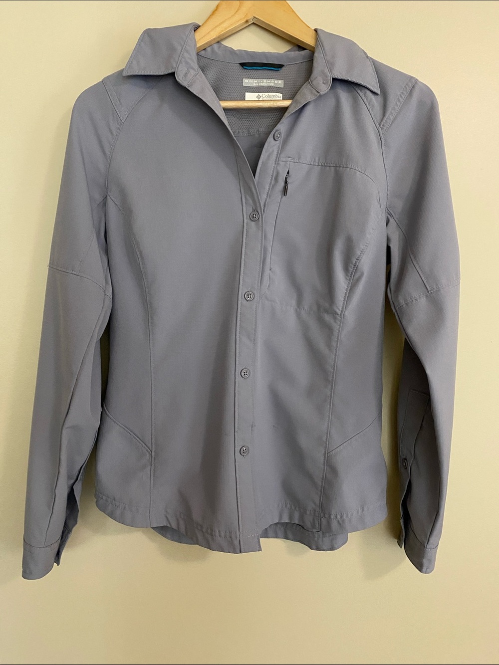 SmallColumbia Women's Button-Front Jacket - Lavender Gray with front pocket